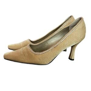 Vintage Valentini Franco Heels in Pale Yellow with Rhinestones - 8